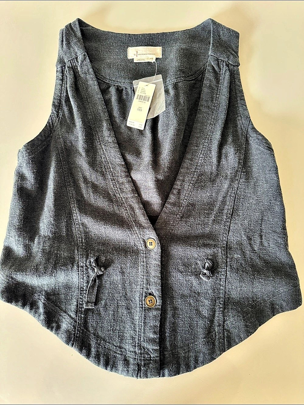 Anthropologie Black Vest Size XXS NWT. RUNS BIG